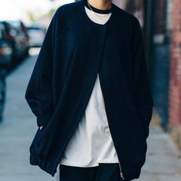 Roucha Jackets & Blazers - ROUCHA | Orabe Wool Crewneck Raglan Sleeve Jacket Deep Navy | Size B = US 6-8